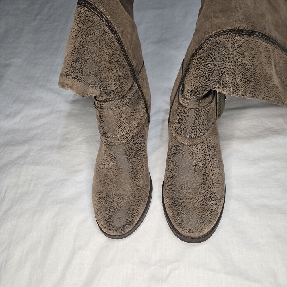 Maurices Delilah Boots Riding Type Boots 6.5 Wide Calf Side Zip Man-made Materia - Picture 6 of 9